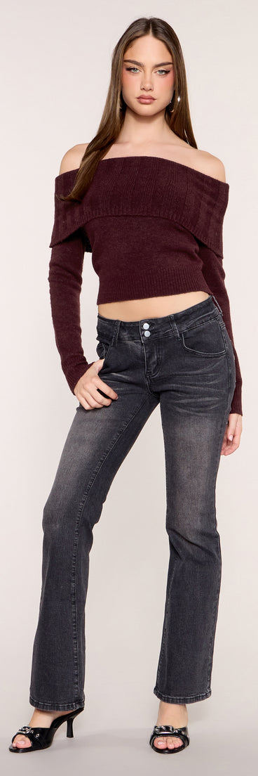 Shoulder Season Foldover Off-Shoulder Sweater Top