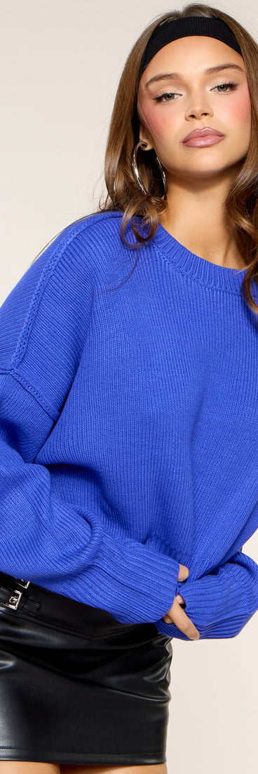 Cozy Cut Rib Trim Cropped Sweater