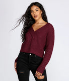 Braided Detail V-Neck Sweater