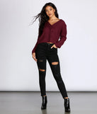 Braided Detail V-Neck Sweater