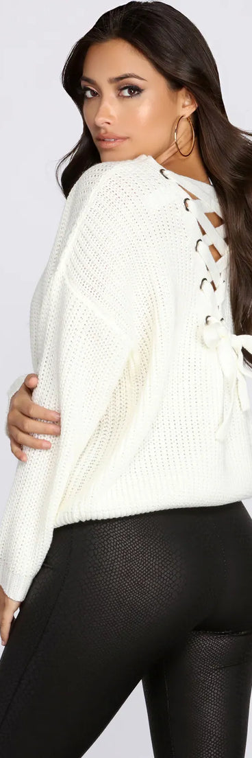 Lace Up Pullover Sweater