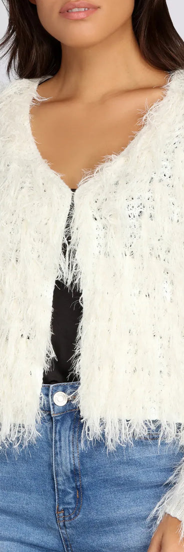 Swag in Shag Knit Cardigan