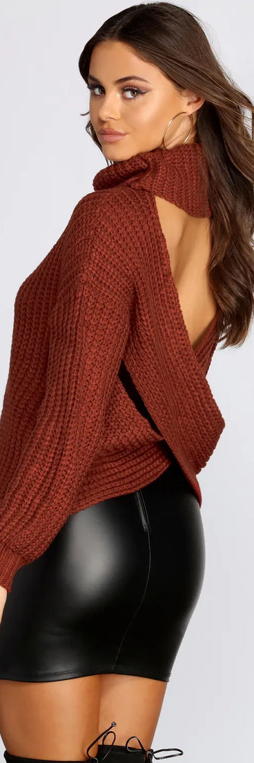 Open Back Turtleneck Sweater