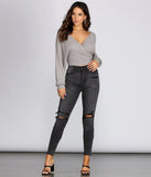 Feeling Fab Surplice Cropped Sweater