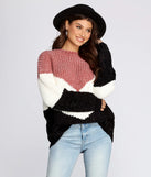 Chevron Chenille Color-block Tunic