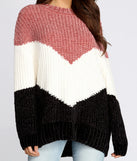 Chevron Chenille Color-block Tunic