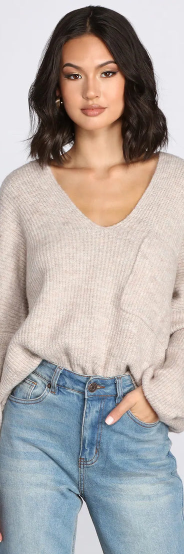 Oversized V Neck Pullover Sweater
