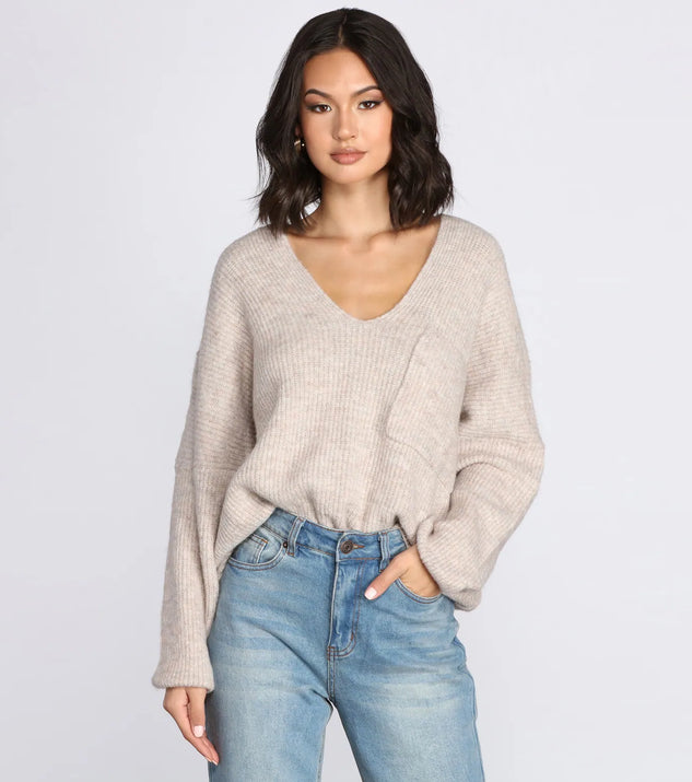 Oversized V Neck Pullover Sweater
