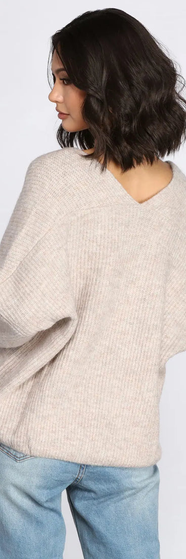 Oversized V Neck Pullover Sweater