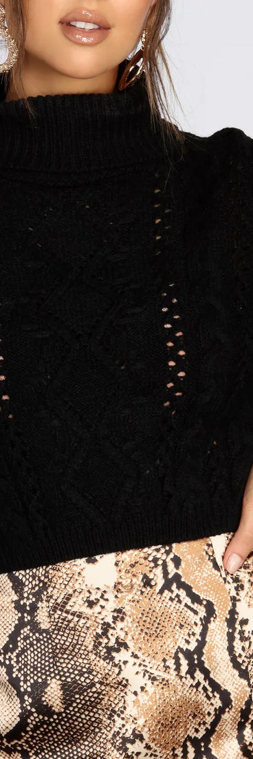 Cable Knit Turtleneck Sweater