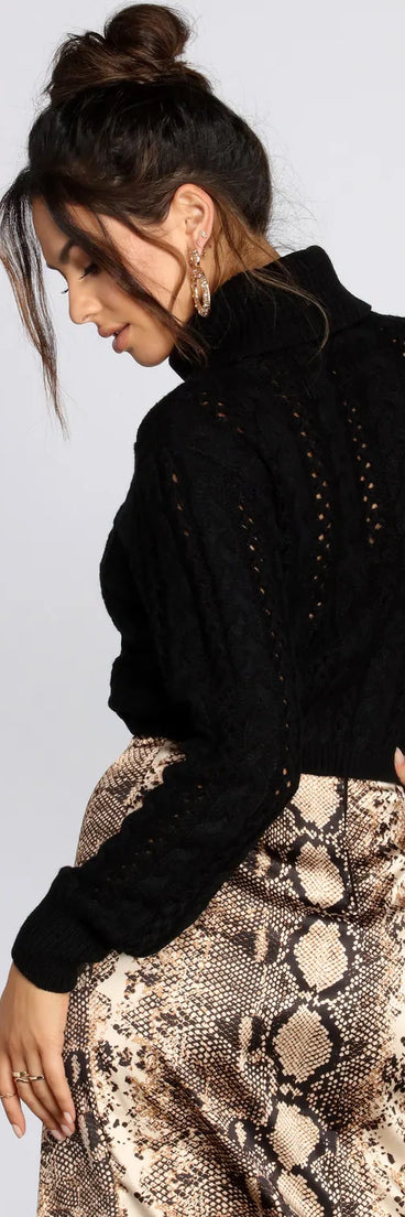 Cable Knit Turtleneck Sweater