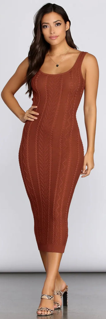 Falling For Knit Midi Dress