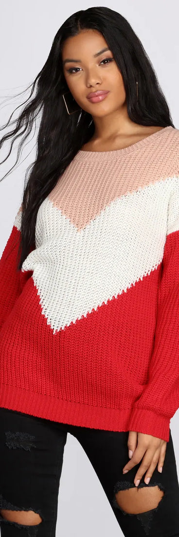 Chevron Color-Block  Sweater