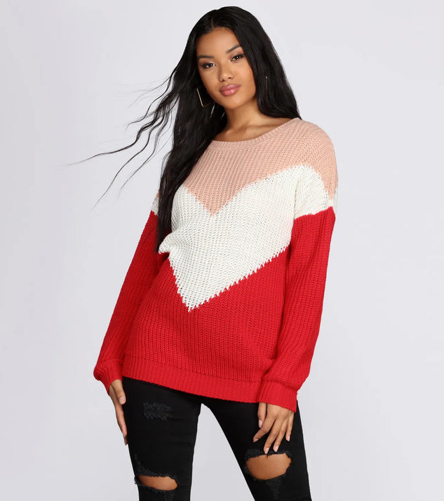Chevron Color-Block  Sweater