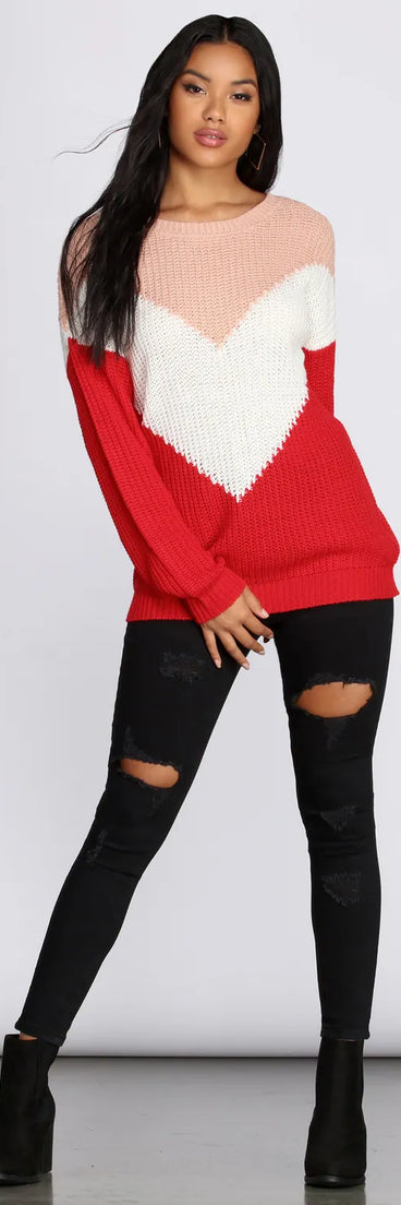Chevron Color-Block  Sweater