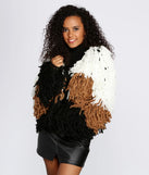 Colorblock Shaggy Cardigan