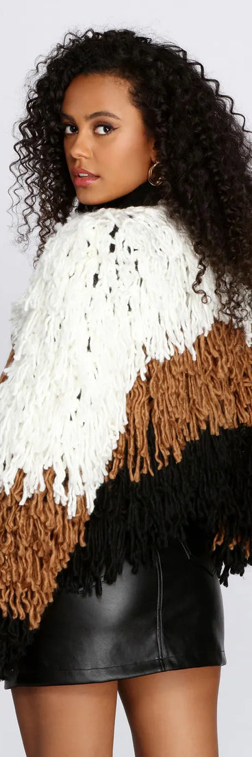 Colorblock Shaggy Cardigan