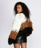 Colorblock Shaggy Cardigan