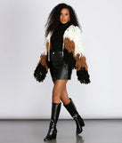 Colorblock Shaggy Cardigan