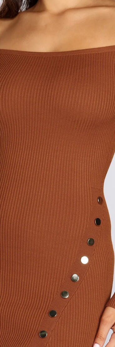 Stylishly Snapped Sweater Dress