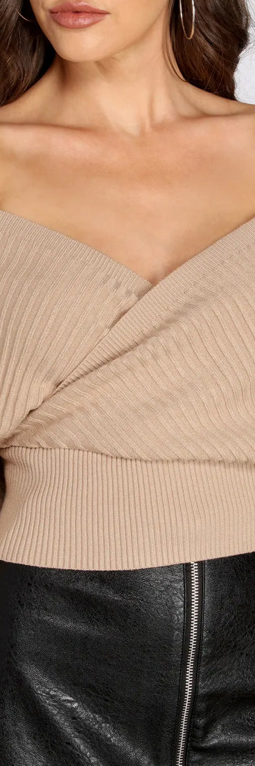 Show Those Shoulders Surplice Sweater