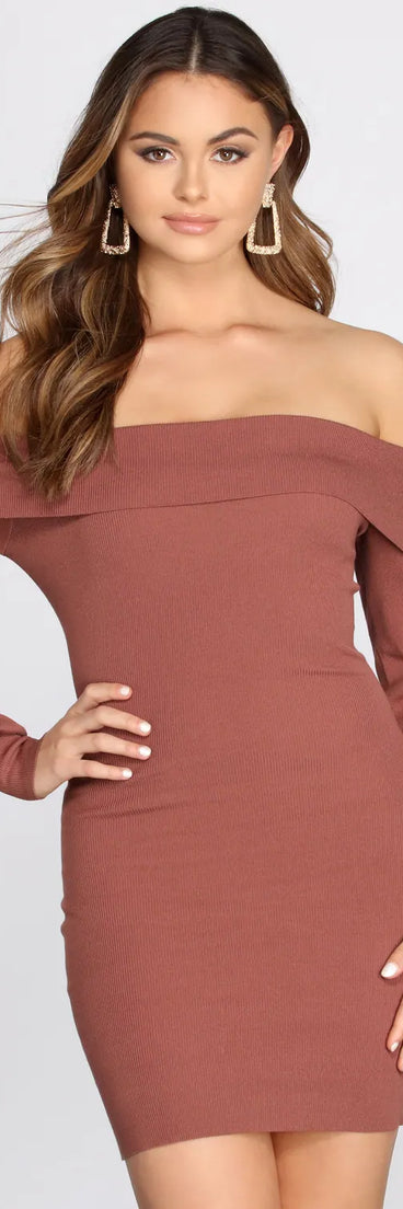 red sweater dress off shoulder Feelin' Sweet Off Shoulder Sweater Dress