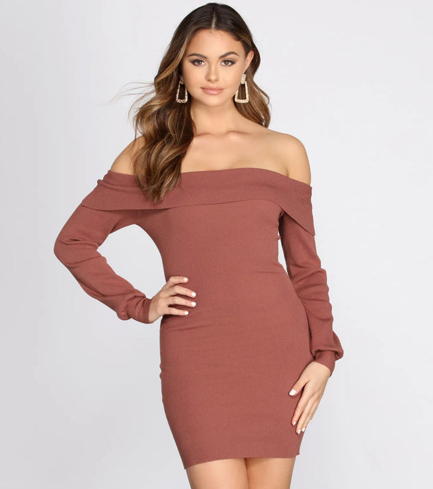 Feelin' Sweet Off Shoulder Sweater Dress
