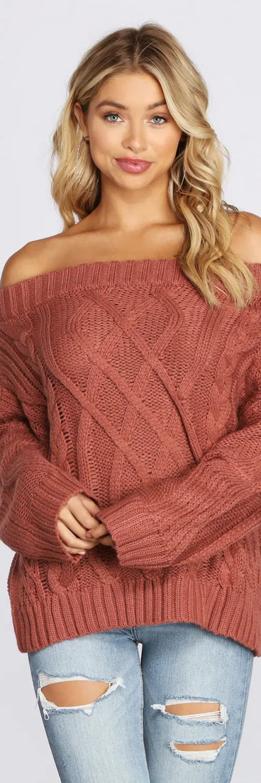 Chic In Cable Knit Sweater