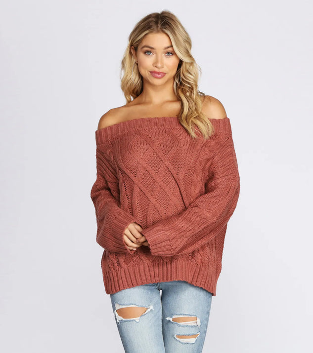 Chic In Cable Knit Sweater