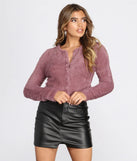 Eyelash Knit Button Down Cardigan