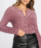 Eyelash Knit Button Down Cardigan