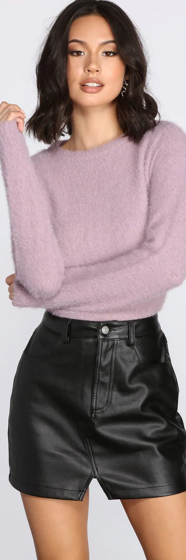 Eyelash Knit Crew Neck Top