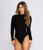 Ribbed Knit Mock Neck Bodysuit