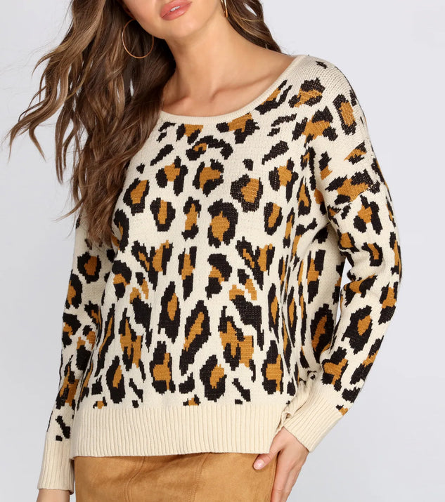 Open back leopard sweater hot sale
