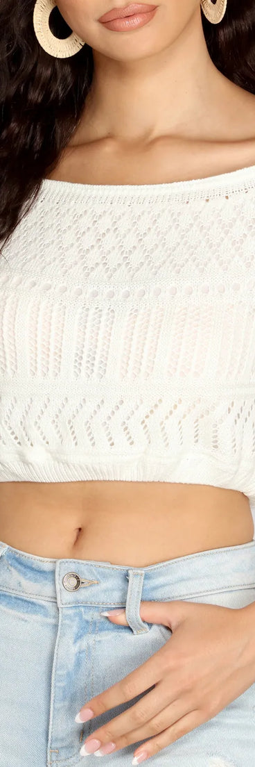 Crochet Queen Off The Shoulder Crop Top