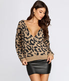 Leopard Print Wrap Sweater