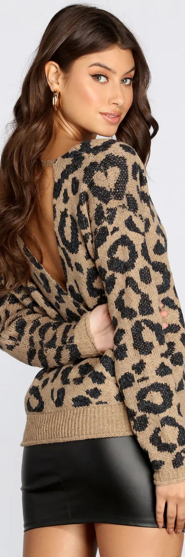 Leopard Print Wrap Sweater