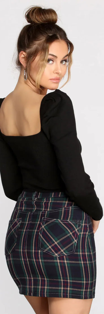 Puff Sleeve Knit Crop Top