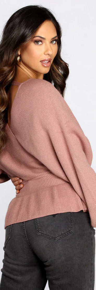 Kimono Sleeve Peplum Top