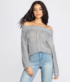 Off The Shoulder Cable Knit Sweater