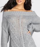 Off The Shoulder Cable Knit Sweater