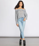 Off The Shoulder Cable Knit Sweater
