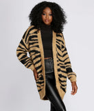Fuzzy Zebra Print Cardigan