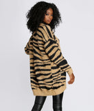 Fuzzy Zebra Print Cardigan