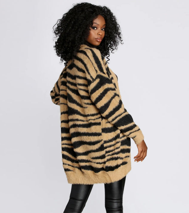 Fuzzy Zebra Print Cardigan | Windsor