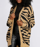 Fuzzy Zebra Print Cardigan