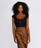 Off The Shoulder Button Up Bodysuit