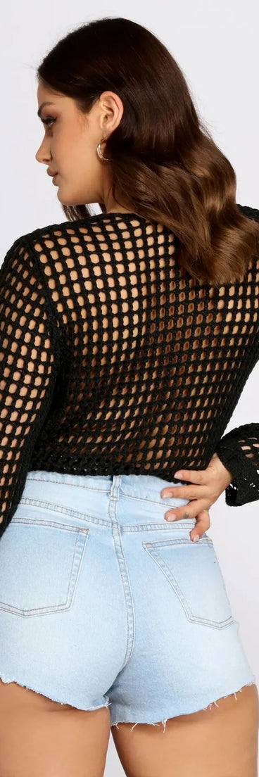 Bohemian Crochet Bell Sleeve Bodysuit