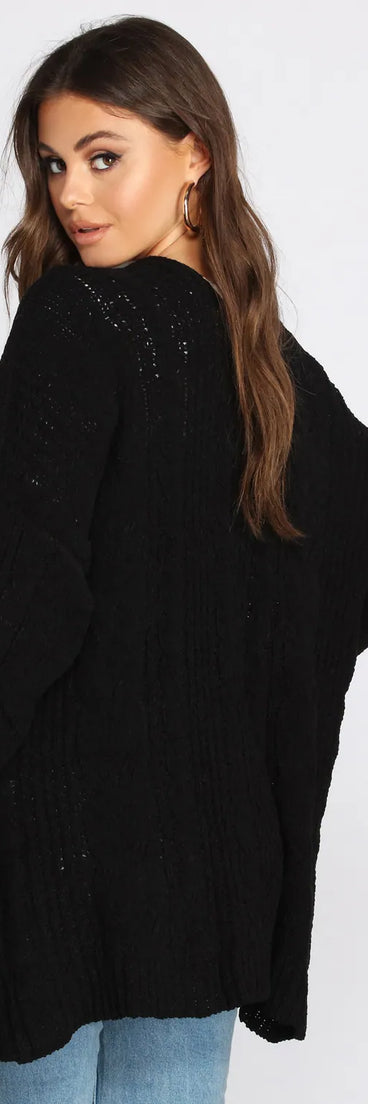 Cuddle Up In Cable Knit Cardigan