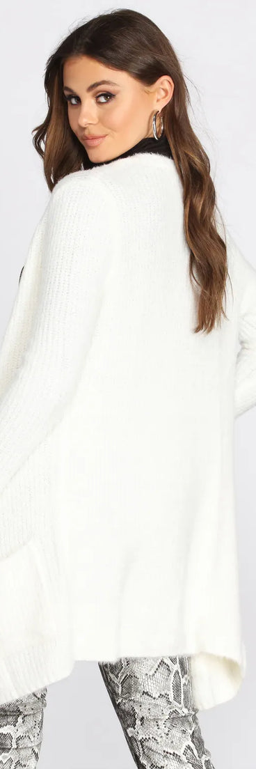 Fuzzy Mid-Length Cardigan